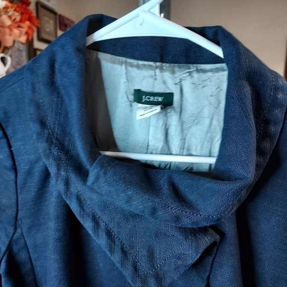 J.Crew ottoman Aubrey swing jacket closes 2 large button at neck lined navy - Picture 2 of 16
